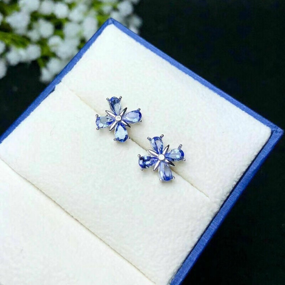 💎 Shiny Flower Beautiful Stud Dainty Flower Earrings for Women, INDN8607 - Picture 2 of 2